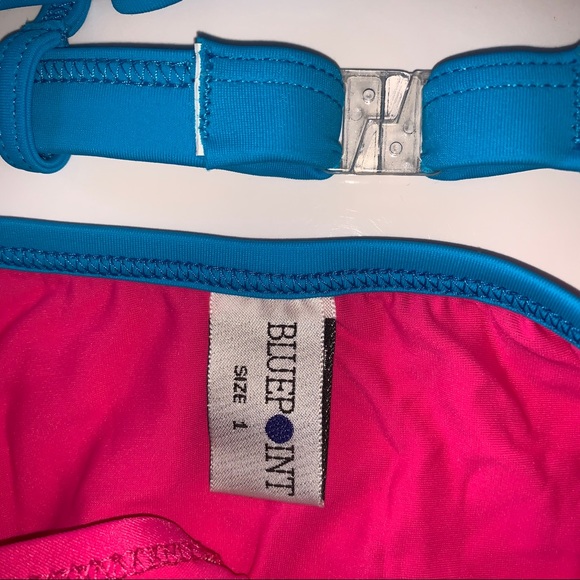 NWT 80s Vintage Blue & Pink Bow Bikini Set - Picture 5 of 9